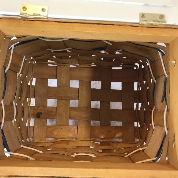 Snowman Image Art wicker Basket hinged w/ handles - Picture 5 of 6